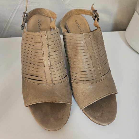 Luck Brand Strappy Heeled Leather Sandal - Picture 2 of 6